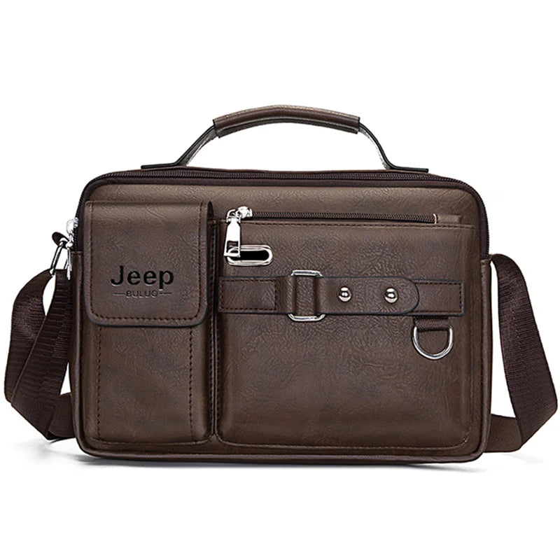 JEEP BULUO - Men's Large Leather Business Messenger Bag & Shoulder Tote