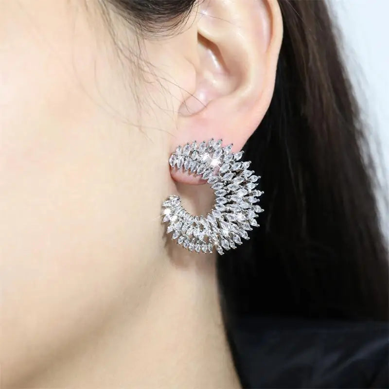 RAKOL Luxurious Geometric Zircon Earrings for Women - Trendy Party Jewelry Gift