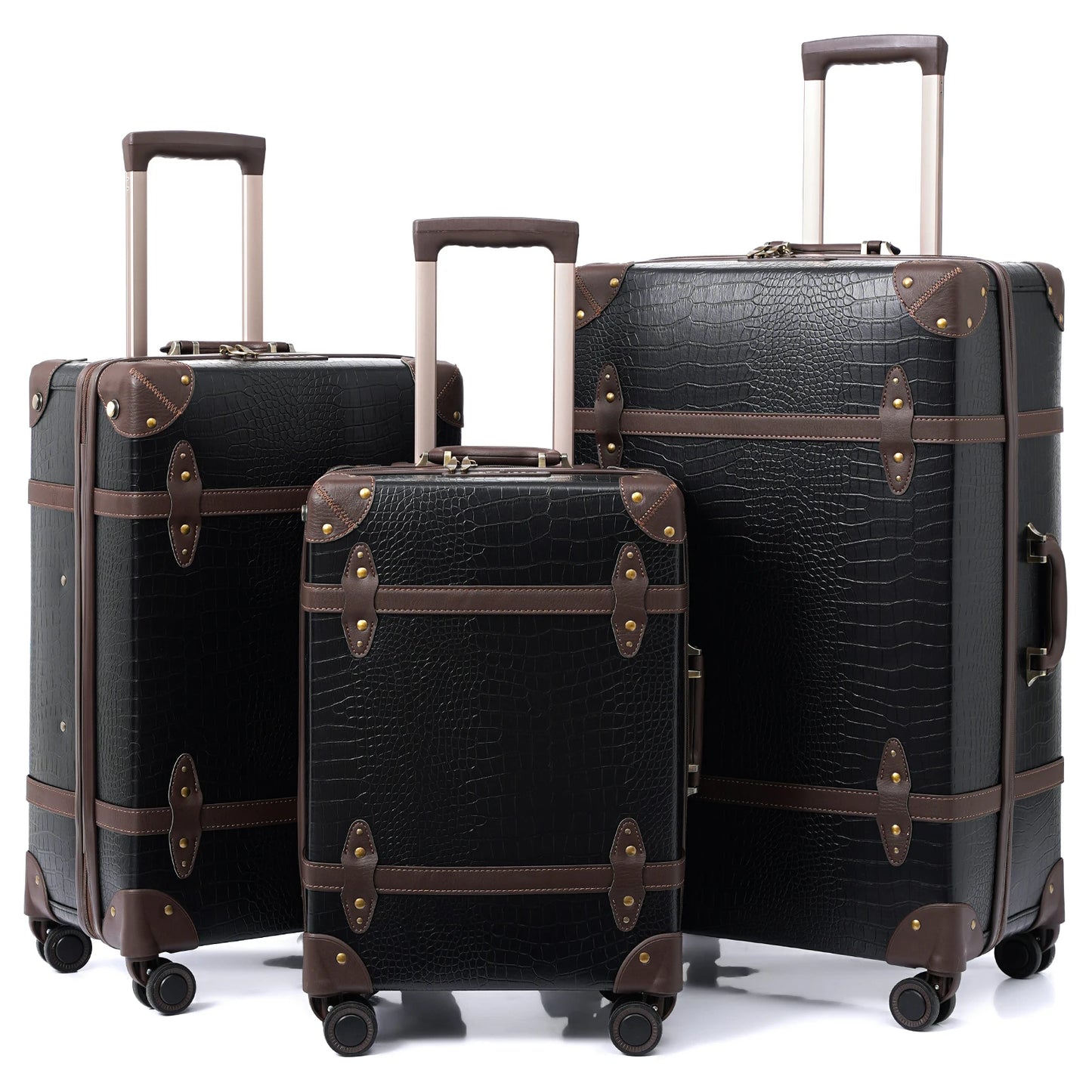 Urecity Vintage 3-Piece  Retro Trolley Bags Luggage Set,