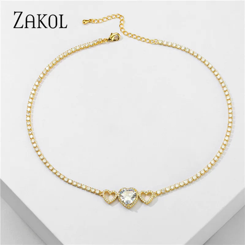 ZAKOL - Rectangle CZ Choker – Trendy Beach & Party Necklace for Women