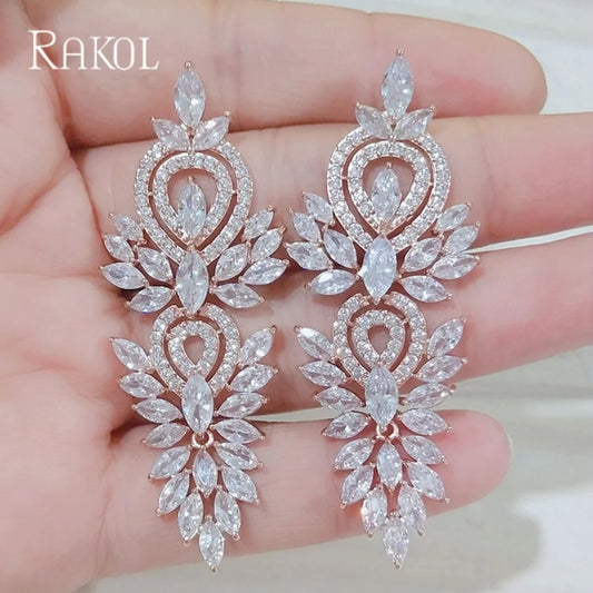 RAKOL - Luxury Cubic Zirconia Dangle Earrings – Bridal & Party Jewelry