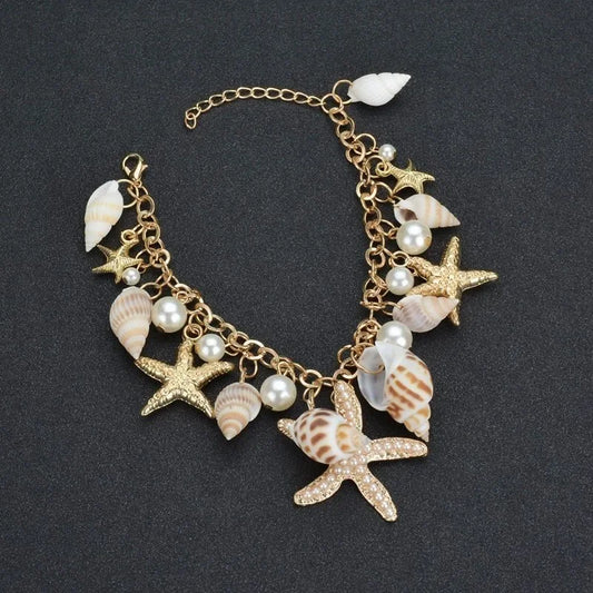 Starfish & Shell Pearl Bracelet