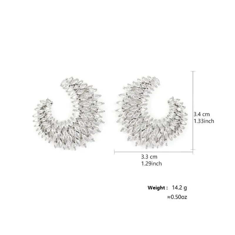 RAKOL Luxurious Geometric Zircon Earrings for Women - Trendy Party Jewelry Gift