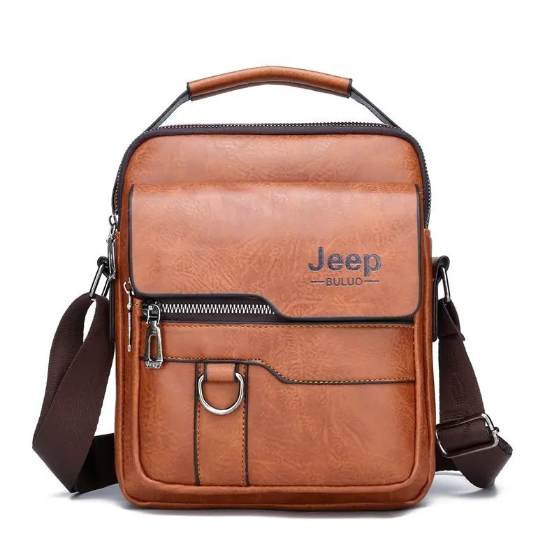 JEEP BULUO - Men's Large Capacity Leather Sling Bag