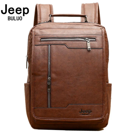 JEEP BULUO - Men’s Luxury PU Backpack – College, Business, Travel, Large Capacity