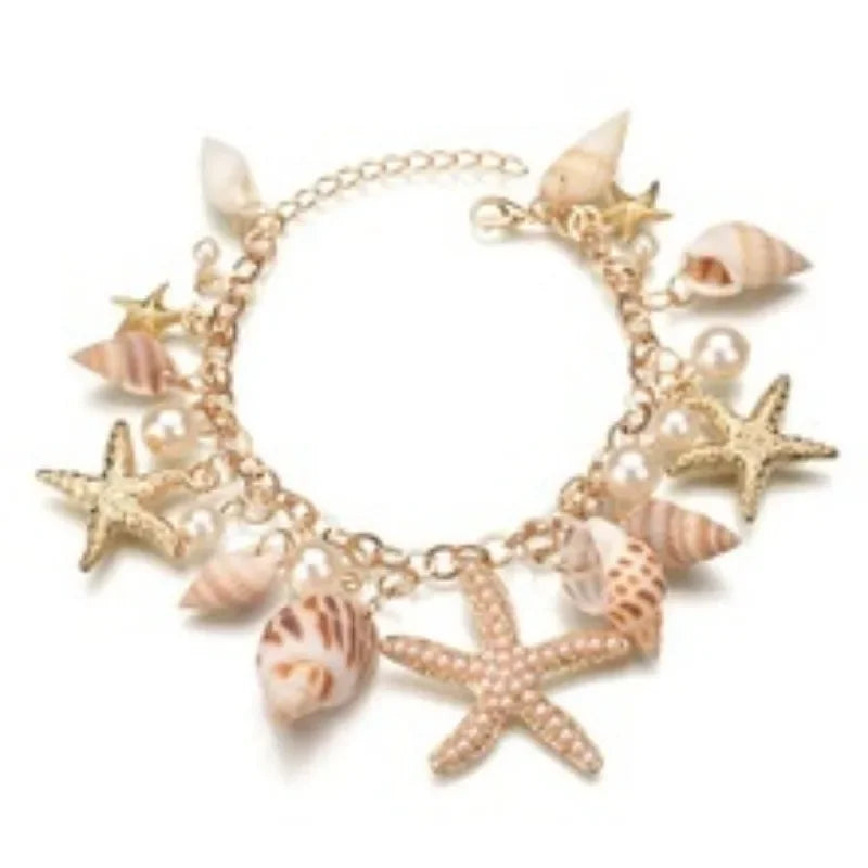 Starfish & Shell Pearl Bracelet