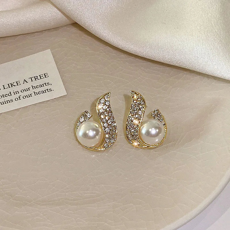 Elegant Pearl Waterdrop Stud Earrings for Women