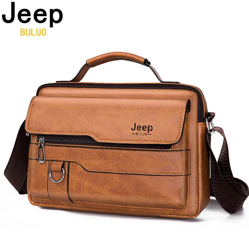 JEEP BULUO - Men's Fashion PU Leather Business Messenger Bag