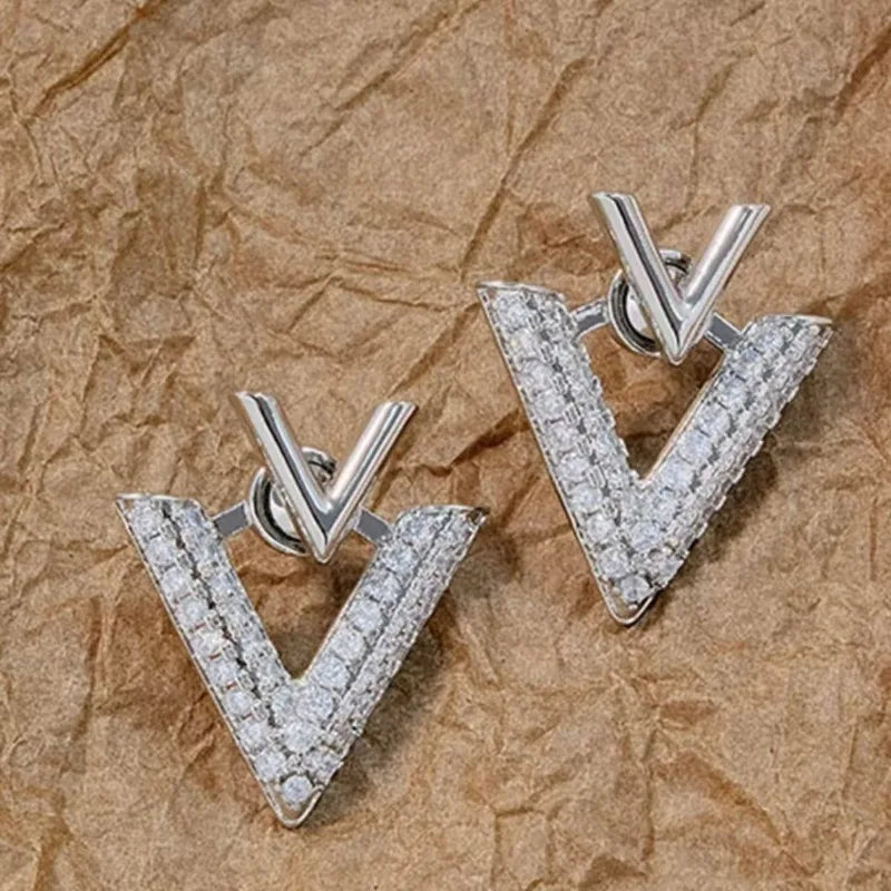 V  Triangle Stud Geometric Earrings Jewelry