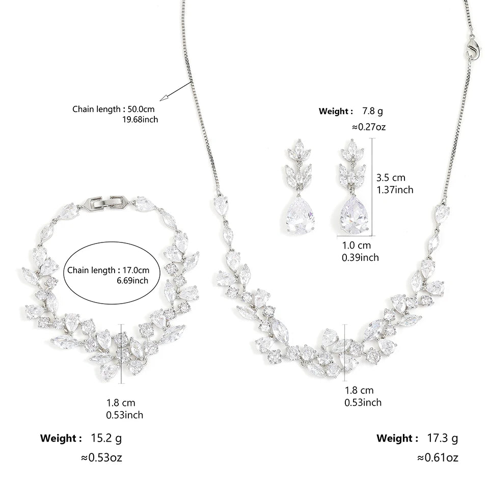 RAKOL 3-Piece Water Drop CZ Jewelry Set – Earrings, Necklace & Bracelet