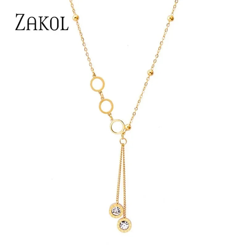 ZAKOL Double Layer CZ Choker Necklace – Trendy Jewelry for Women