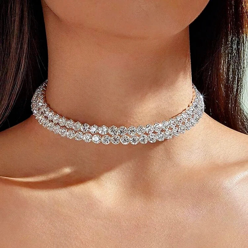 Rhinestone Bridal Jewelry Set – Choker, Earrings & Bracelet