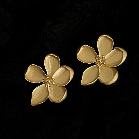 RAKOL - Gold Matte Flower Vintage Earrings for Women