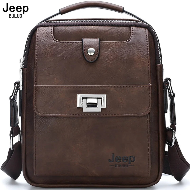 JEEP BULUO - Men's Trendy Split Leather Crossbody Business Satchel