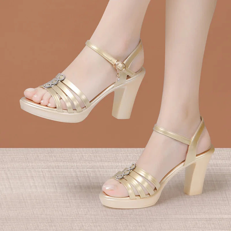 Elegant Open-Toe High Heels