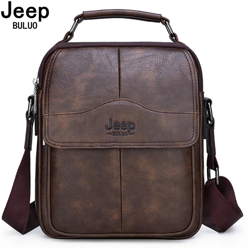 JEEP BULUO - Large Capacity Split Leather Messenger Bag