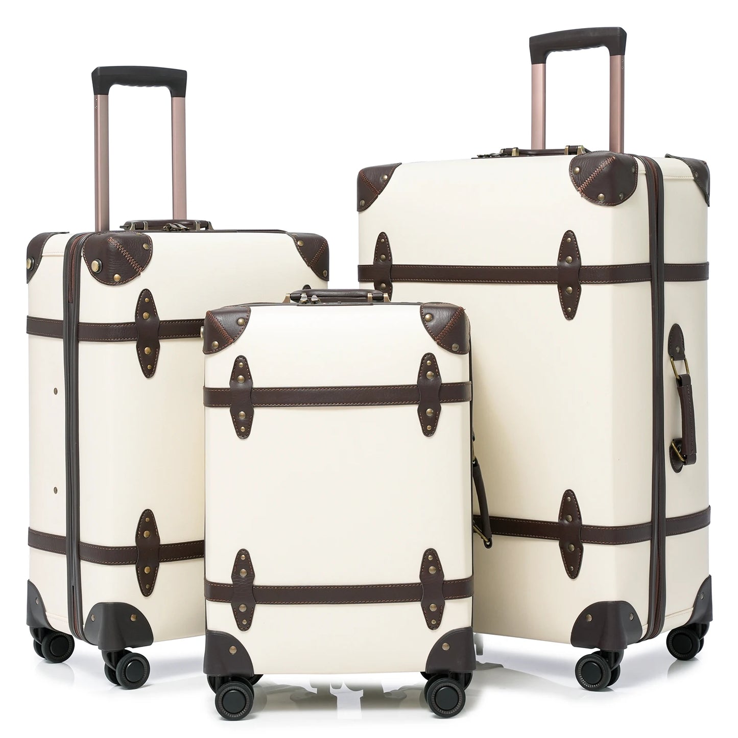 Urecity Vintage 3-Piece  Retro Trolley Bags Luggage Set,