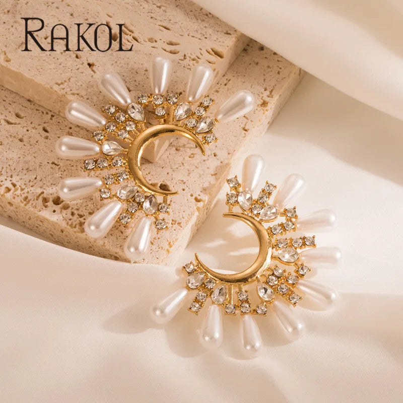 RAKOL -  Half Moon Stud Earrings for Women