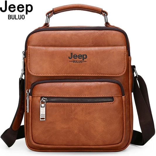 JEEP BULUO - Men's Large Leather Messenger Bag - Fits 9.7" iPad, Casual & Business