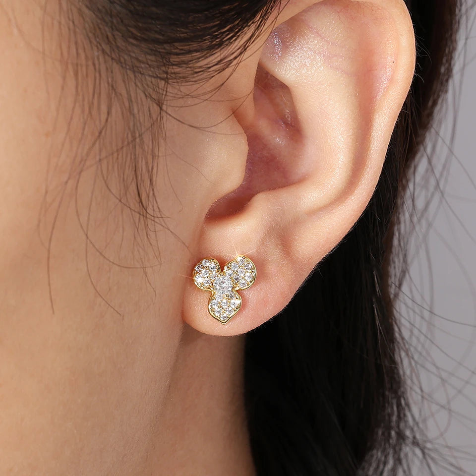 RAKOL Exquisite Copper-set Zircon Flower Stud Earrings for Women