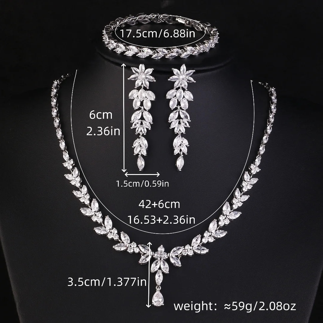 RAKOL - Water Drop Zirconia Bridal Jewelry 3PCS Set